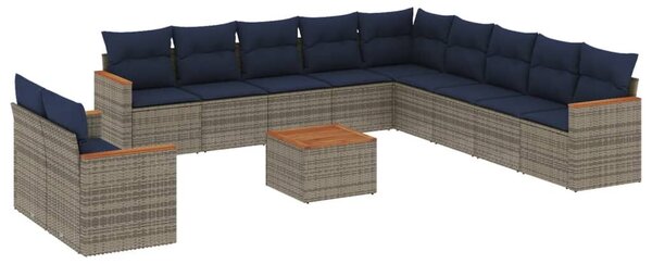 VidaXL 12 db szürke polyrattan kerti kanapégarnitúra párnákkal