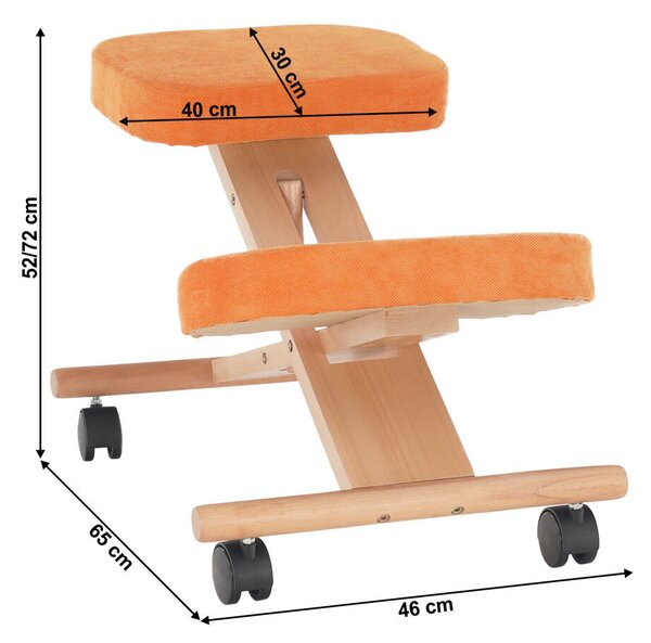 Ergonomikus térdelőszék, narancs/bükkfa, FLONET