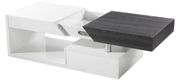 Dohányzó asztal, fehér fény/szürke fa design, MELIDA