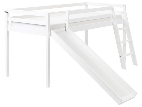 Magasított ágy Fenyő STAPLE 90 x 200 cm Csúszdával Fehér