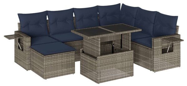 VidaXL 8 db szürke polyrattan kerti kanapégarnitúra párnákkal