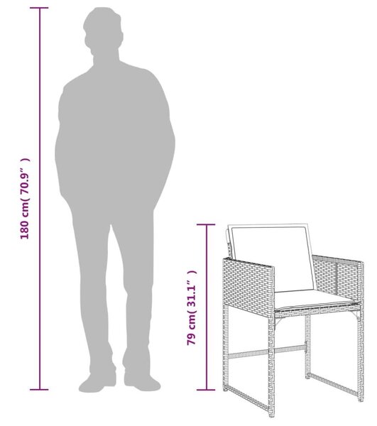 VidaXL 11 db szürke polyrattan kerti étkezőgarnitúra párnákkal