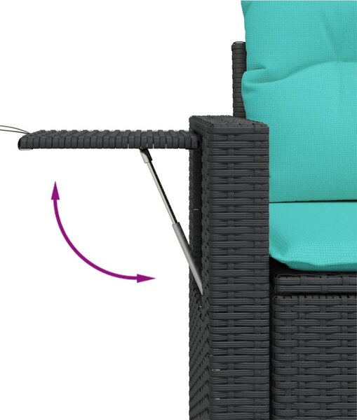 VidaXL 7 db fekete polyrattan kerti kanapégarnitúra párnákkal