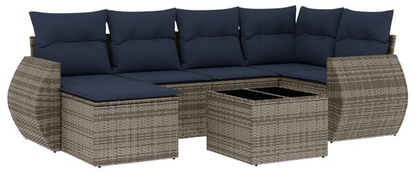 VidaXL 7 db szürke polyrattan kerti kanapégarnitúra párnákkal