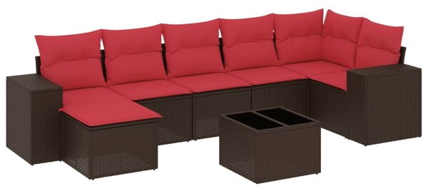 VidaXL 8 db barna polyrattan kerti kanapégarnitúra párnákkal