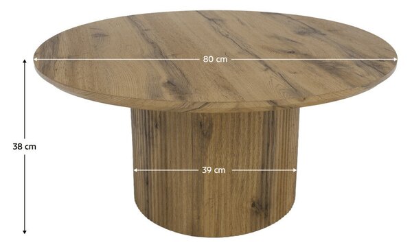 Dohányzóasztal, tölgy, átmérő 80 cm, MAHIR TYP 2