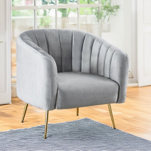 Design fotel, szürke Velvet szövet/gold króm-arany, BAGY