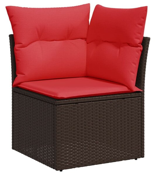 VidaXL 8 db barna polyrattan kerti kanapégarnitúra párnákkal