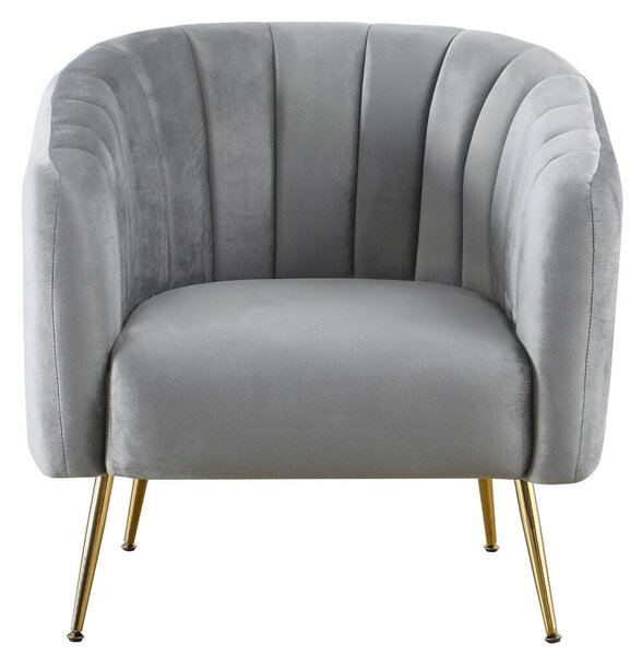 Design fotel, szürke Velvet szövet/gold króm-arany, BAGY
