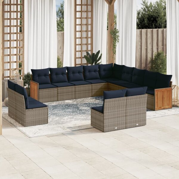 VidaXL 13 db szürke polyrattan kerti kanapégarnitúra párnákkal