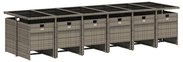 VidaXL 13 db szürke polyrattan kerti étkezőgarnitúra párnákkal