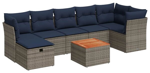 VidaXL 8 db szürke polyrattan kerti kanapégarnitúra párnákkal