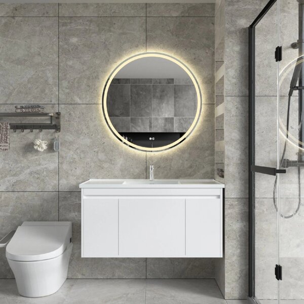 Kerek LED tükör 80cm, 1840 lm, 3 világos szín fűtési funkcióval