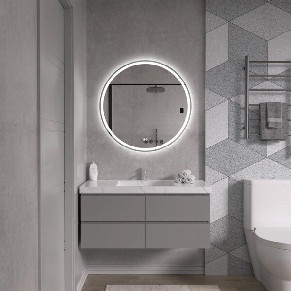 Kerek LED tükör 80cm, 1840 lm, 3 világos szín fűtési funkcióval