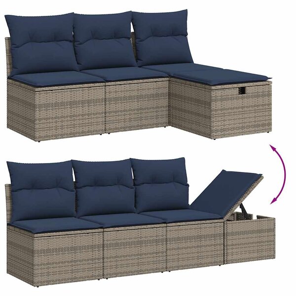VidaXL 9 db szürke polyrattan kerti kanapégarnitúra párnákkal