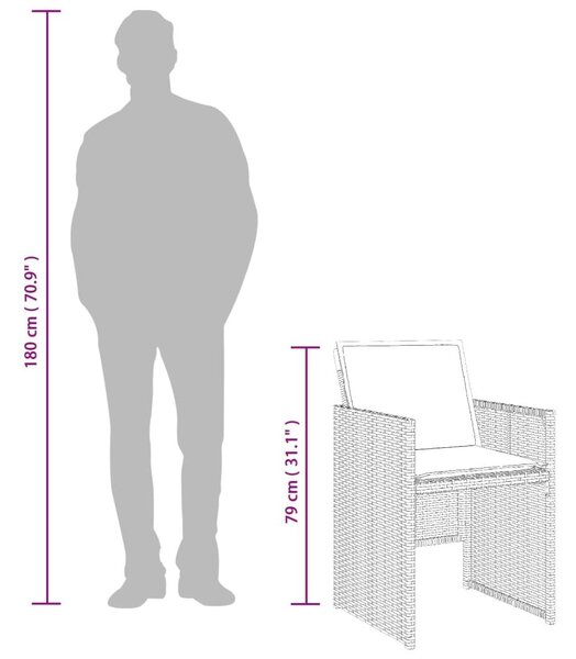 VidaXL 13 db szürke polyrattan kerti étkezőgarnitúra párnákkal