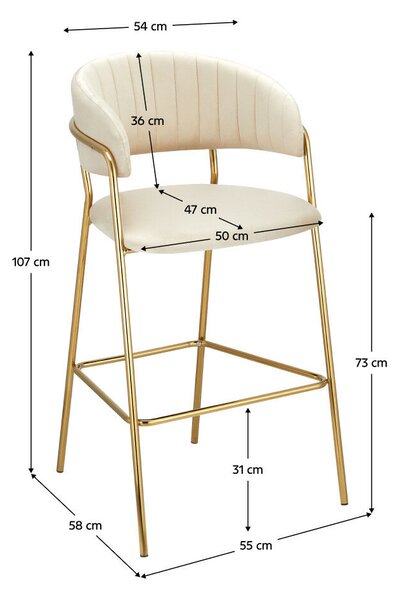 Design bárszék, bézs Velvet szövet/gold króm arany, DASMIN TYP 2
