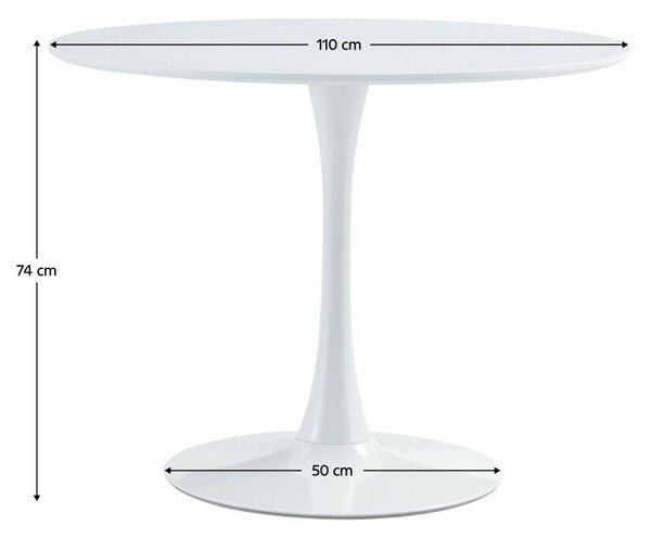 Étkezőasztal, kerek, fehér, matt, átmérő 110 cm, REVENTON NEW