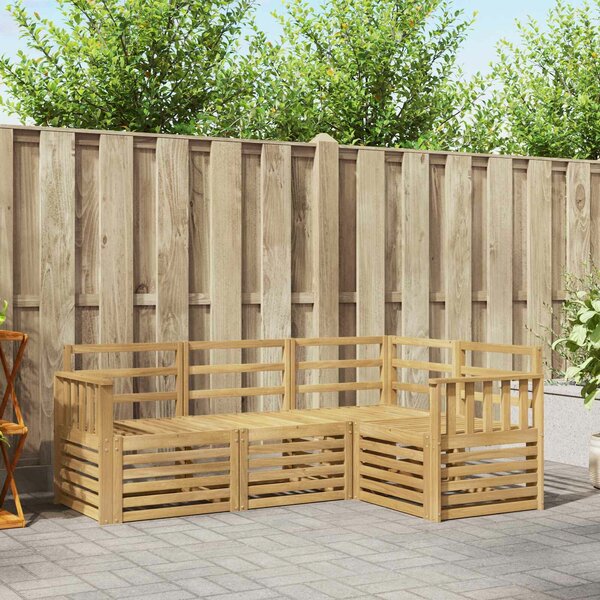 VidaXL Ülőgarnitúrák 4 pcs Fehér 187,5 x 128,5 x 73 cm Tömör Akácfa