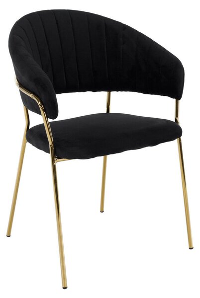 Design étkezőszék, fekete Velvet szövet/gold króm arany, DASMIN TYP 1