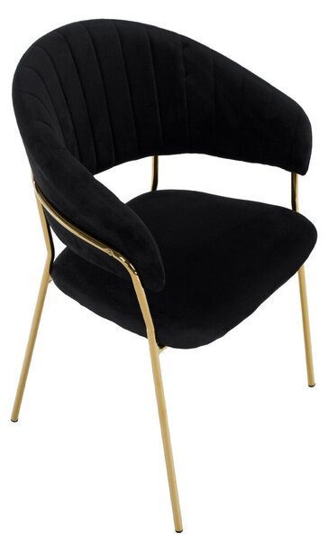 Design étkezőszék, fekete Velvet szövet/gold króm arany, DASMIN TYP 1