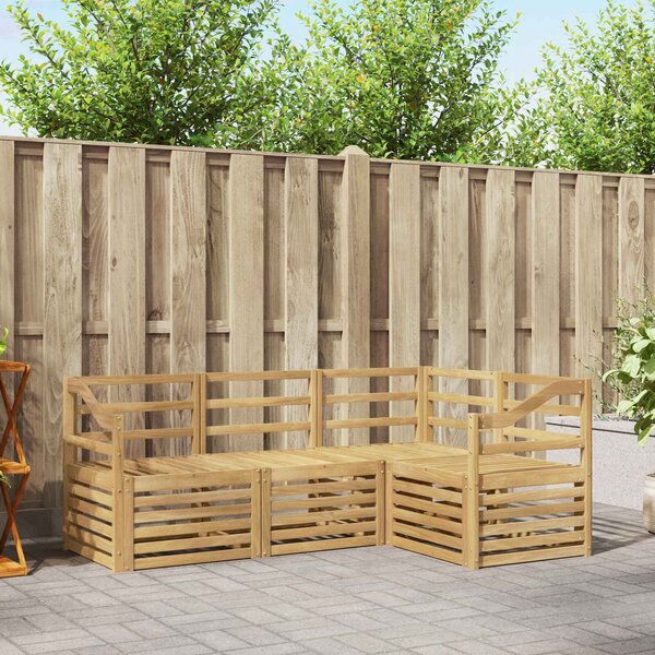 VidaXL Ülőgarnitúrák 4 pcs Fehér 185,5 x 126,5 x 73 cm Tömör Akácfa