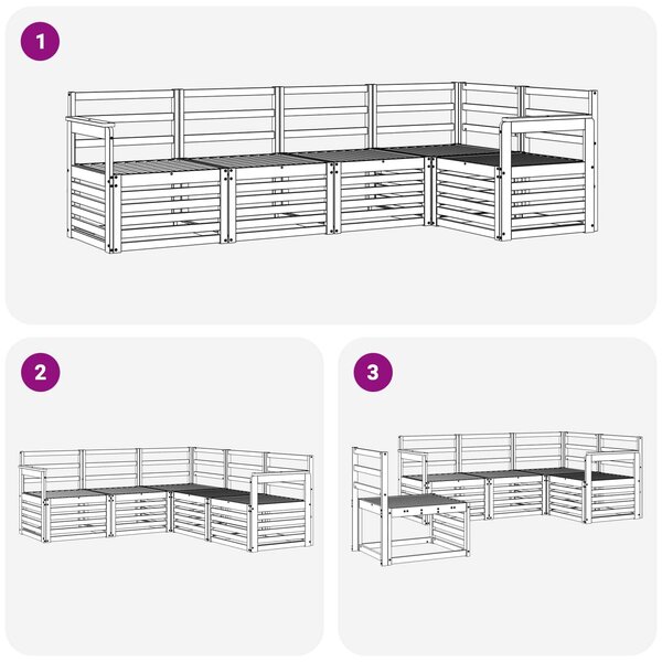 VidaXL Kültéri kanapé szett 5 pcs Fehér 247 x 128,5 x 73 cm