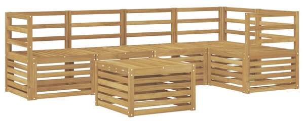 VidaXL Kültéri kanapé szett 6 pcs Fehér 59 x 59 x 37 cm Tömör Akácfa