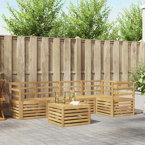 VidaXL Kültéri kanapé szett 6 pcs Fehér 59 x 59 x 37 cm Tömör Akácfa