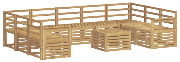 VidaXL Kültéri kanapé szett 10 pcs Fehér 59 x 59 x 37 cm Tömör Akácfa