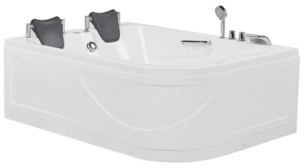 Sarok hidromasszázs kád LED világítással BAYAMO Jobb oldali 170 x 120 cm Fehér