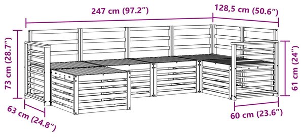 VidaXL Ülőgarnitúrák 6 pcs Természetes Tömör Akácfa