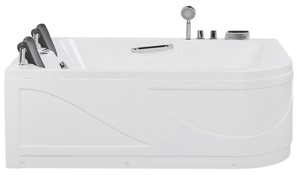 Sarok hidromasszázs kád LED világítással BAYAMO Jobb oldali 170 x 120 cm Fehér