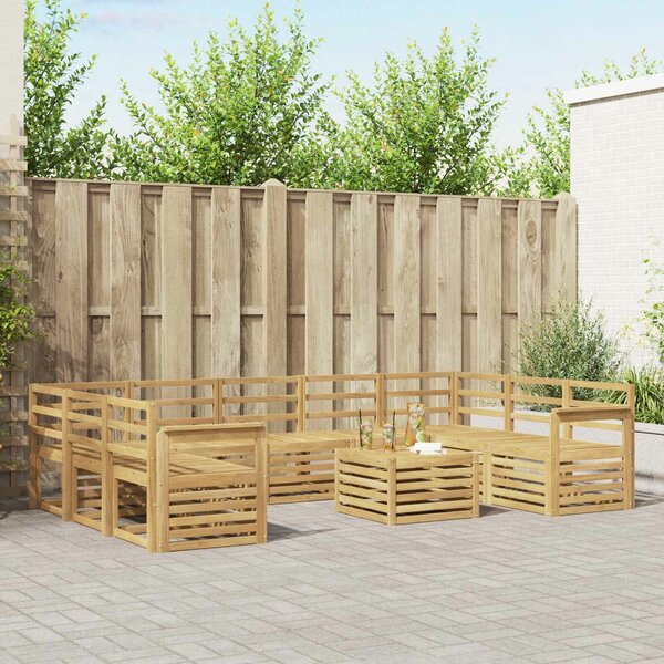 VidaXL Kültéri kanapé szett 10 pcs Fehér 59 x 59 x 37 cm Tömör Akácfa