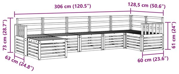 VidaXL Kültéri kanapé szett 7 pcs Fehér