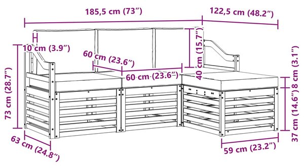 VidaXL Kültéri kanapé szett 4 pcs Fehér és Krém színű