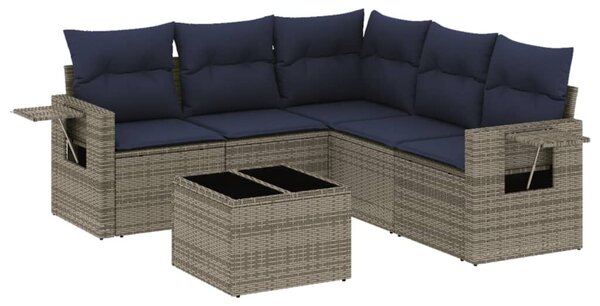 VidaXL 6 db szürke polyrattan kerti kanapégarnitúra párnákkal