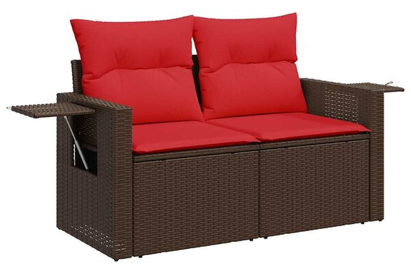 VidaXL 6 db barna polyrattan kerti kanapégarnitúra párnákkal