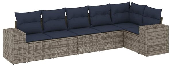 VidaXL 6 db szürke polyrattan kerti kanapégarnitúra párnákkal