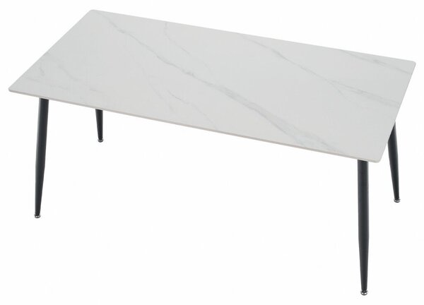 Étkezőasztal, fehér márvány/fekete, 160x80 cm, FLORENC TYP 2