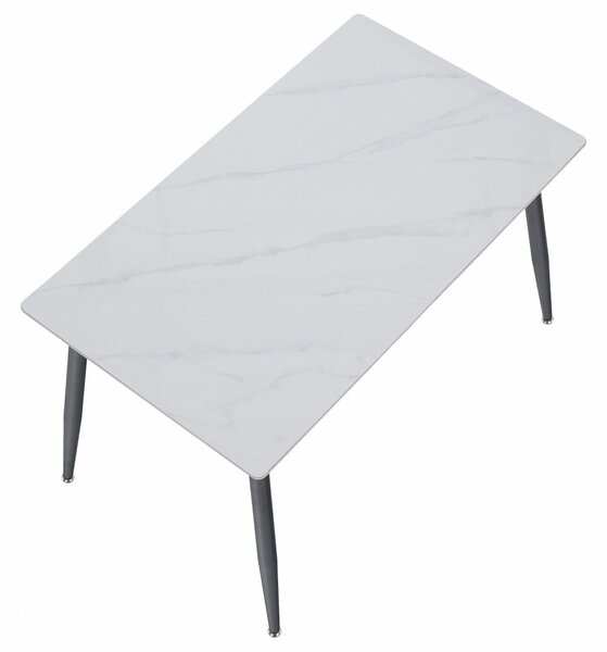 Étkezőasztal, fehér márvány/fekete, 121x71 cm, FLORENC TYP 1