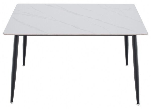Étkezőasztal, fehér márvány/fekete, 121x71 cm, FLORENC TYP 1