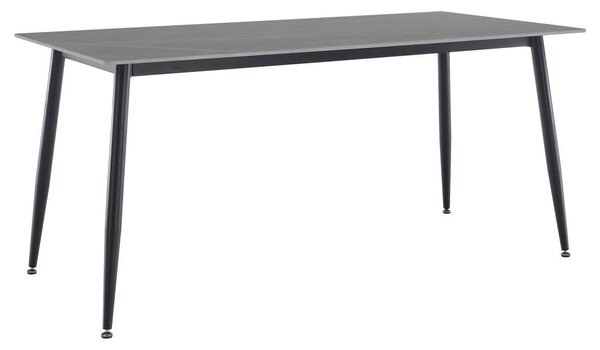 Étkezőasztal, szürke márvány/fekete, 160x80 cm, FLORENC TYP 2