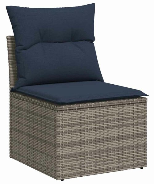 VidaXL 11 db szürke polyrattan kerti kanapégarnitúra párnákkal