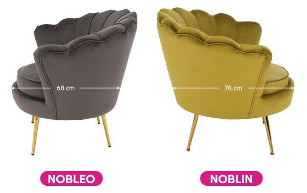 Fotel Art-deco stílusban, mustár színű Velvet anyag/gold chróm-arany, NOBLIN