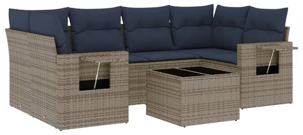 VidaXL 7 db szürke polyrattan kerti kanapégarnitúra párnákkal