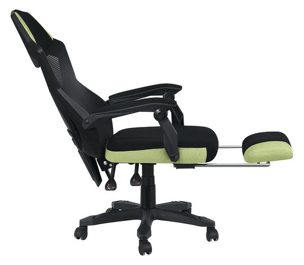 Irodai/gamer szék, fekete/zöld, teherbírás 150 kg, JORIK