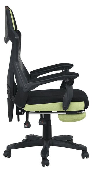Irodai/gamer szék, fekete/zöld, teherbírás 150 kg, JORIK