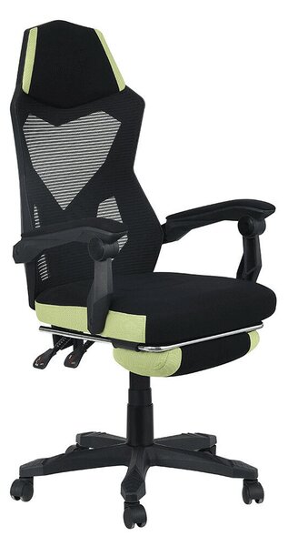 Irodai/gamer szék, fekete/zöld, teherbírás 150 kg, JORIK