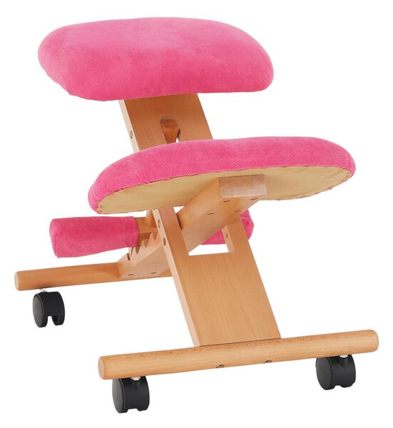 Ergonomikus térdelőszék, rózsaszín/bükkfa, GROCO